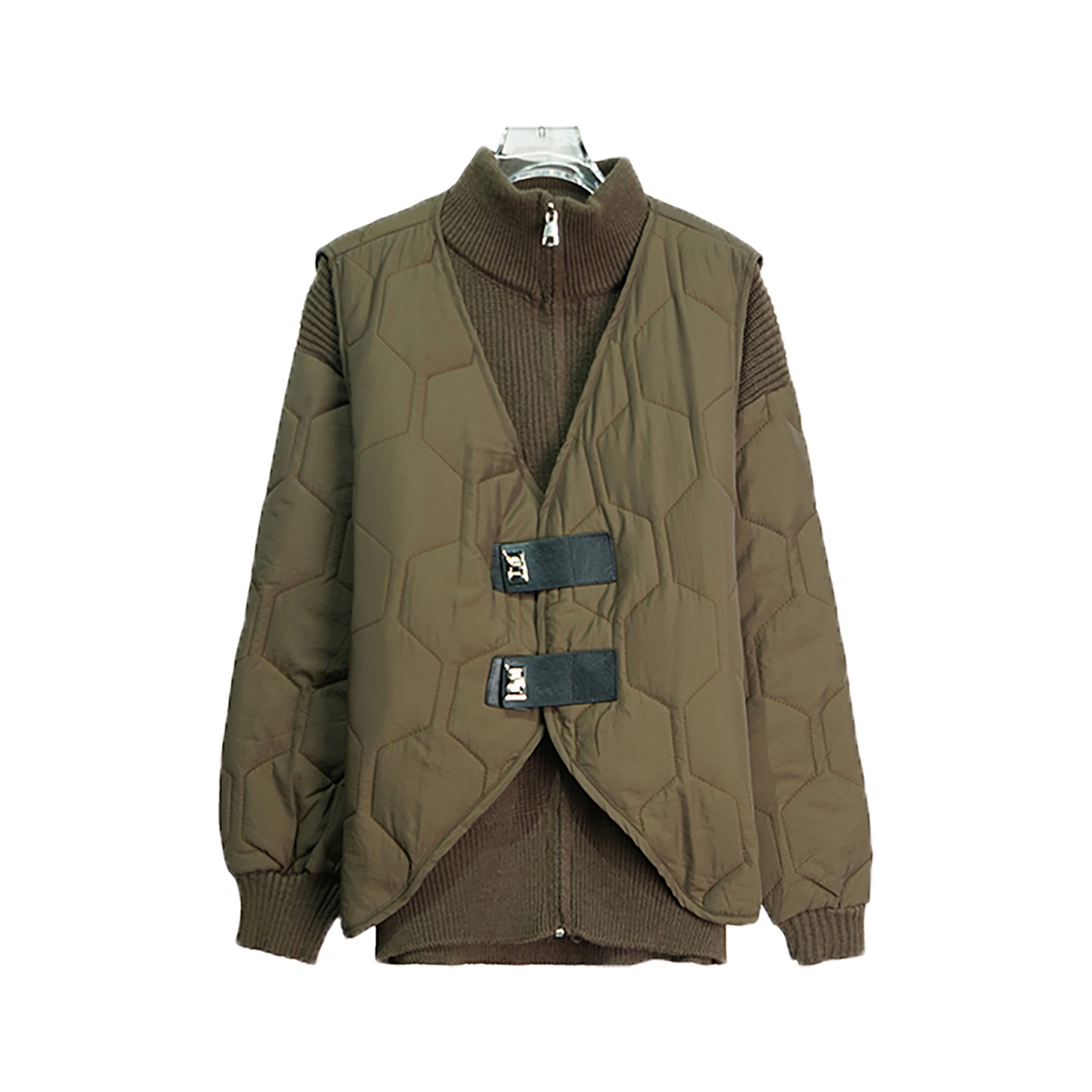 X24729【上新】设计感立领拉链毛衣+马甲两件套两穿小众百搭外套3D