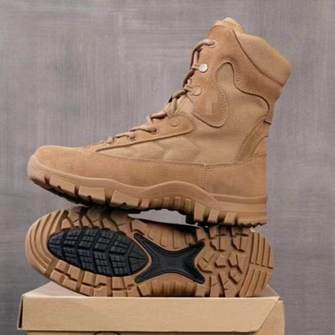 新式棕色火箭靴作战靴作训靴战术靴冬季秋冬真皮沙漠中帮靴保安靴