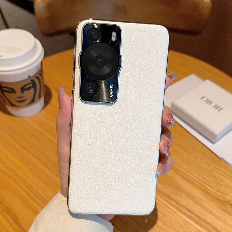 华为P60/P60Pro/P60Art白色荔枝纹手机壳男商务防摔保护套p60/art