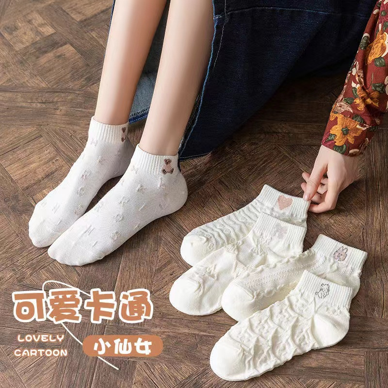 袜子1双萌系少女新款薄款袜子女短袜透气浅口船袜短袜成人袜子
