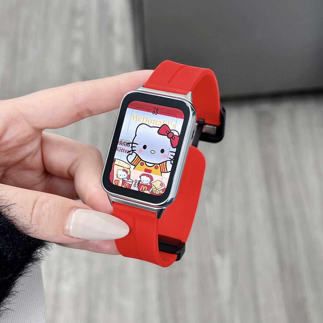 适用红米watch4手表折叠磁吸硅胶表带小米redmi watch4/3/2方扣带