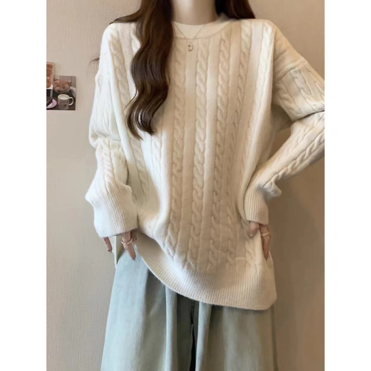 《代代精选12.5》韩版圆领麻花套头毛衣-3279