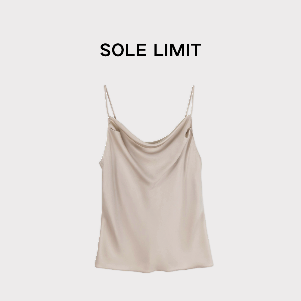Solelimit简约优雅慵懒随性香槟色女士荡领小吊带