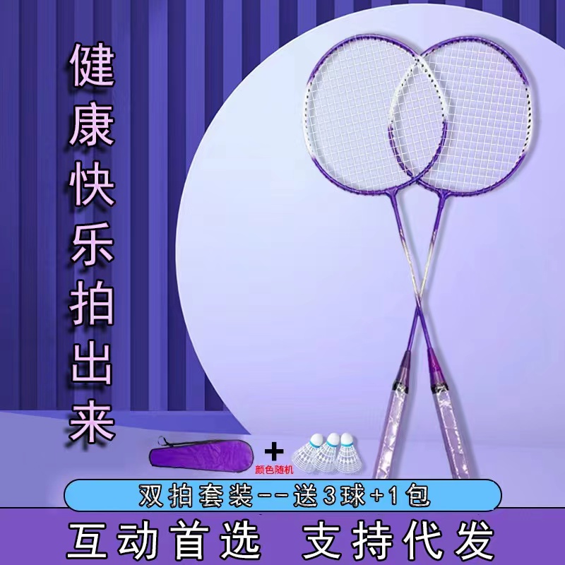 羽毛球拍双拍初学训练套装超轻耐打耐用型成人入门小学生2支套装