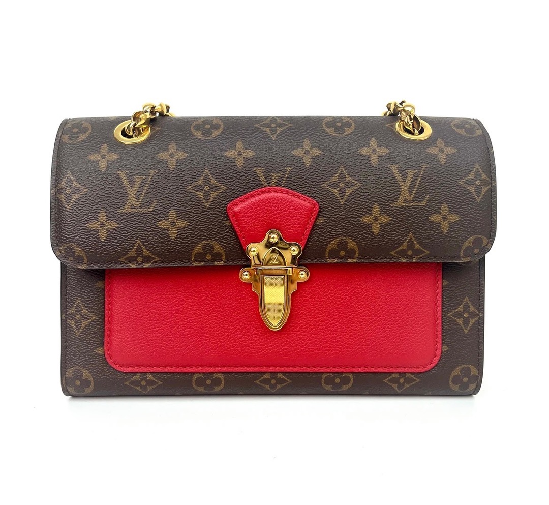 99新 LouisVuitton/路易威登 98新lv红色维多利亚单肩包
