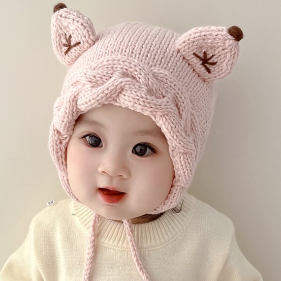 婴儿帽子秋冬季手工针织宝宝毛线帽可爱超萌婴幼儿套头帽男女童帽