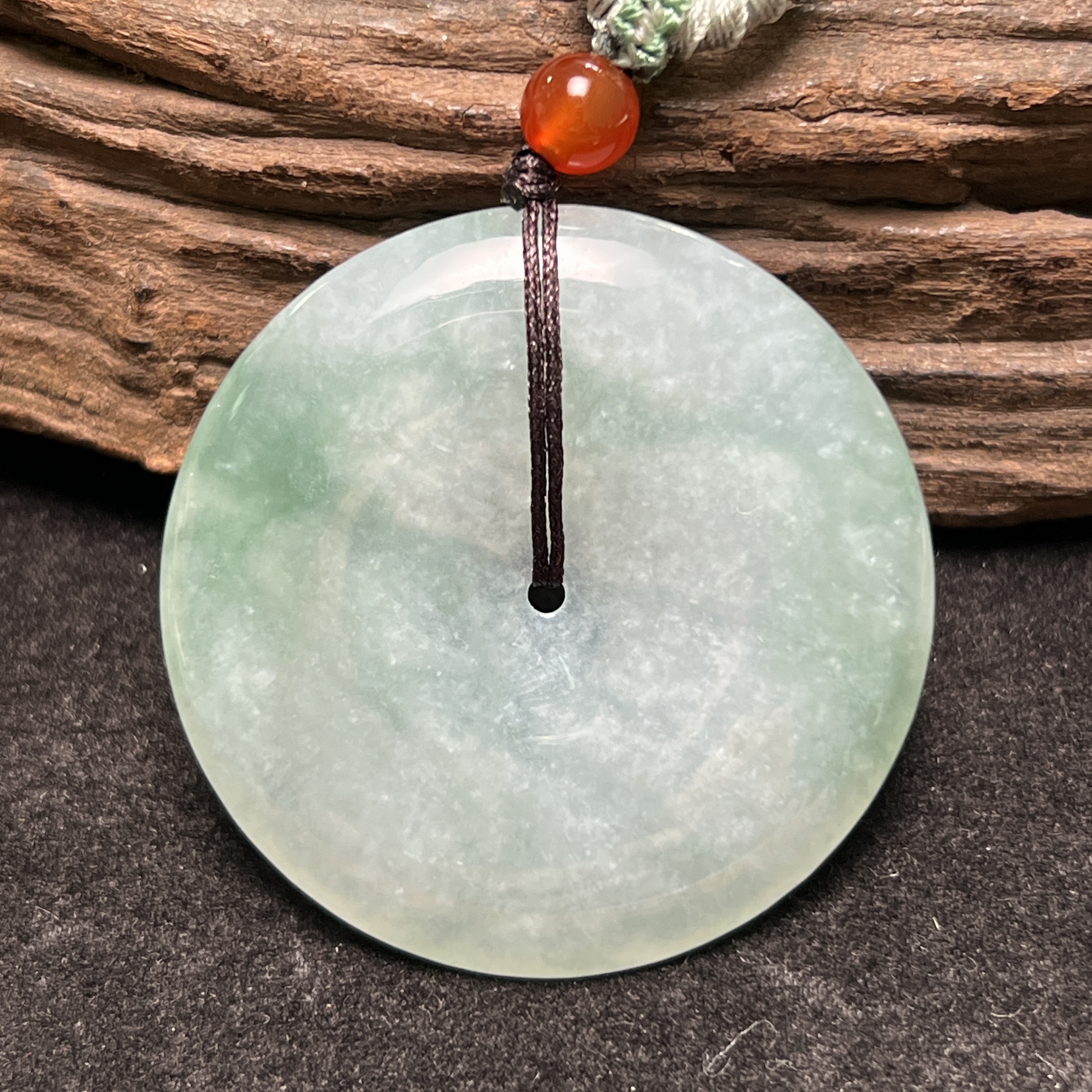 天然翡翠平安长心眼挂件 41.5x5.8mm（YW5951）
