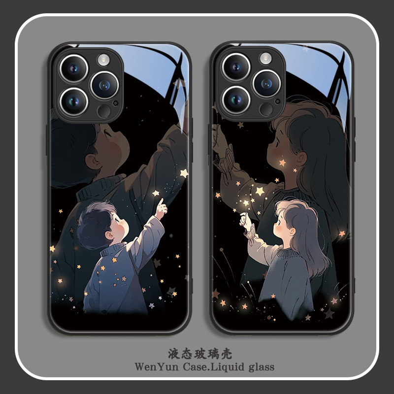 适用苹果15/华为mate60/小米14/oppo/vivo星星女孩男孩情侣手机壳
