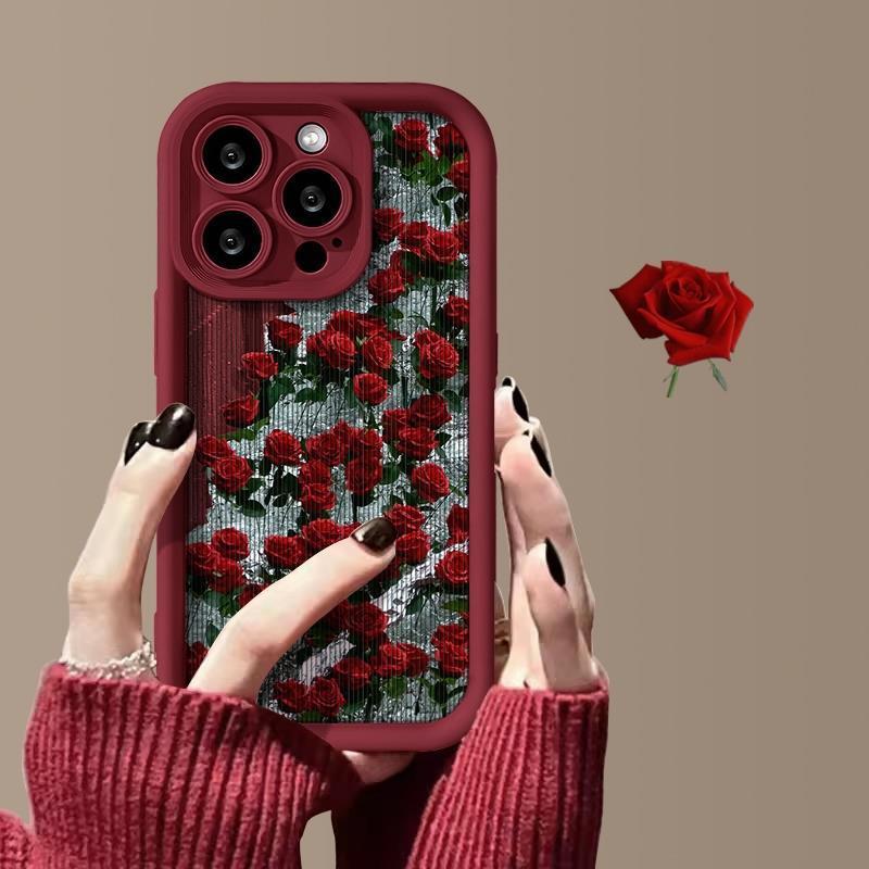 冰川玫瑰华为oppo小米vivo适用iPhone13苹果15promax手机壳高级女