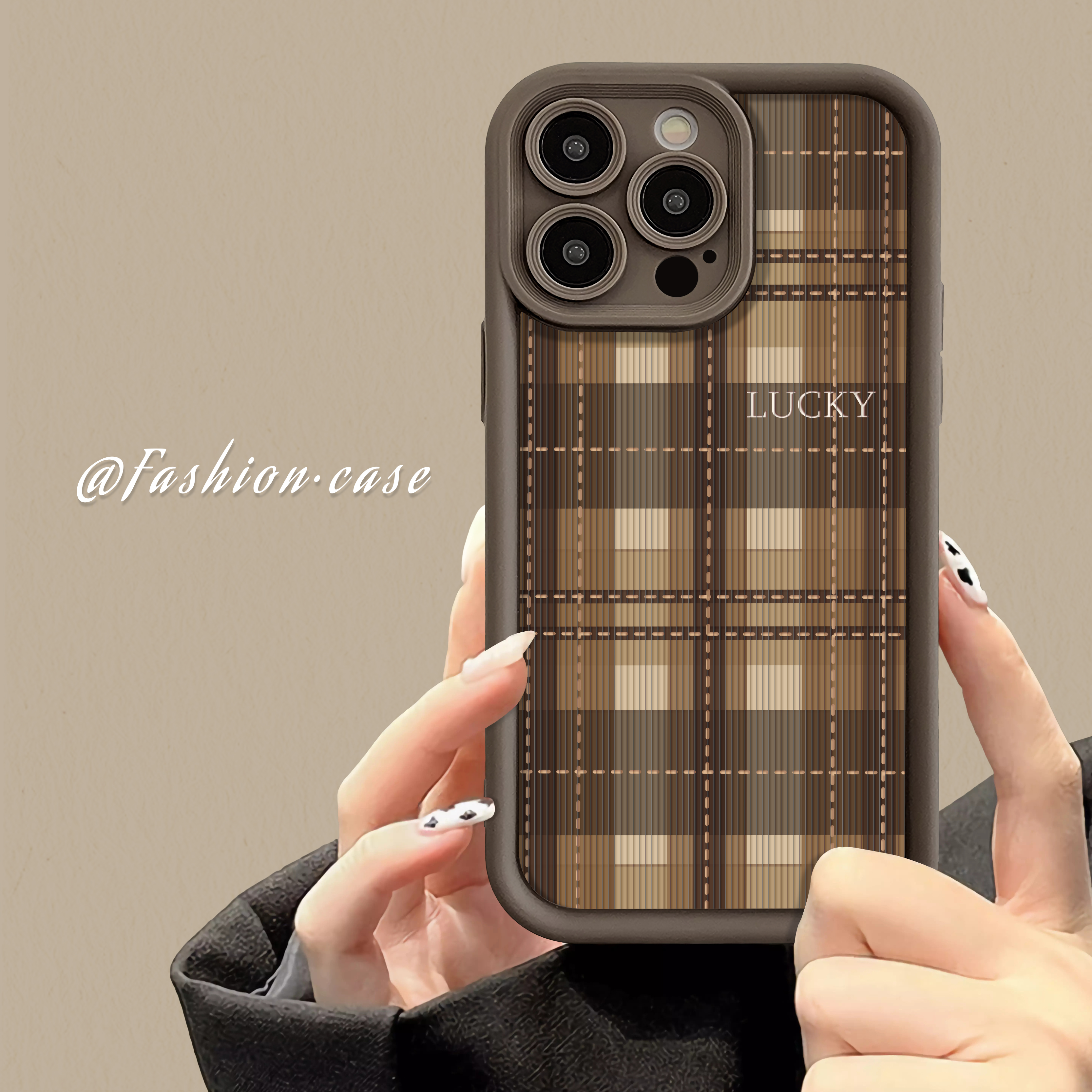 适用于苹果15VIVO小米OPPO荣耀iPhone14新款美拉德色皮纹13手机壳