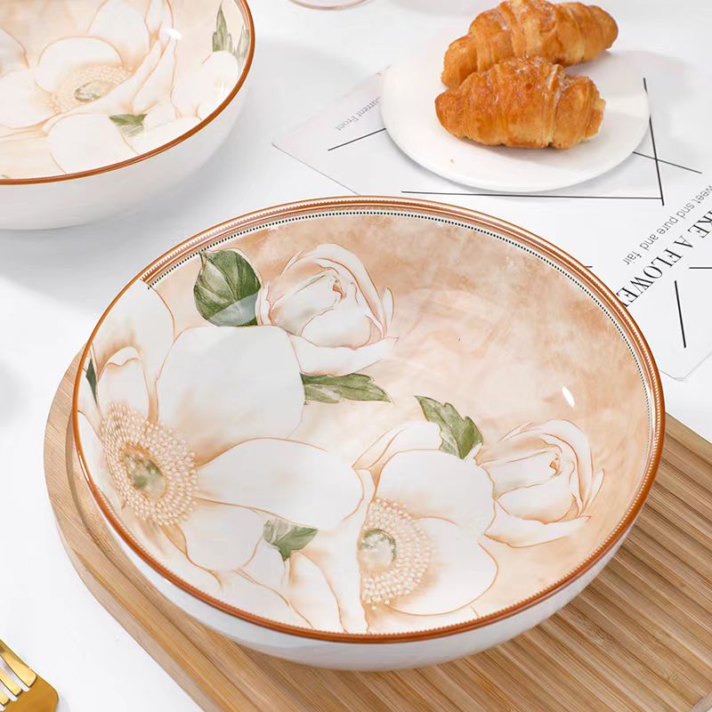 发9英寸山茶花面碗1个  家具辅料厂家补贴