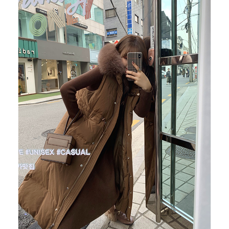 小琪捡漏~~【迷雾西雅图】长款羽绒马甲6421
