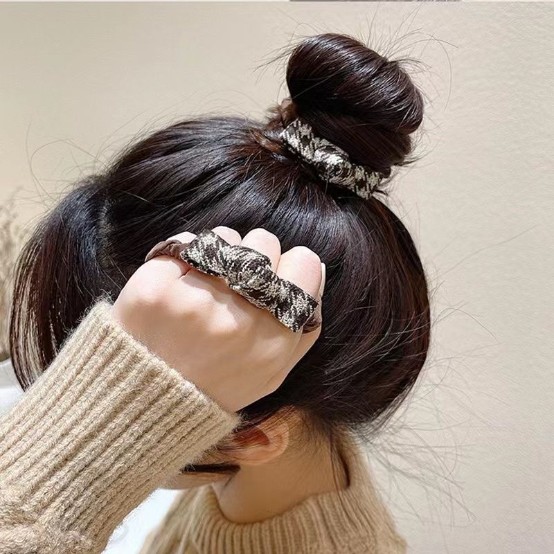 春夏千鸟格蝴蝶结头绳女甜美气质小肠发圈扎高马尾扎头发头绳新款