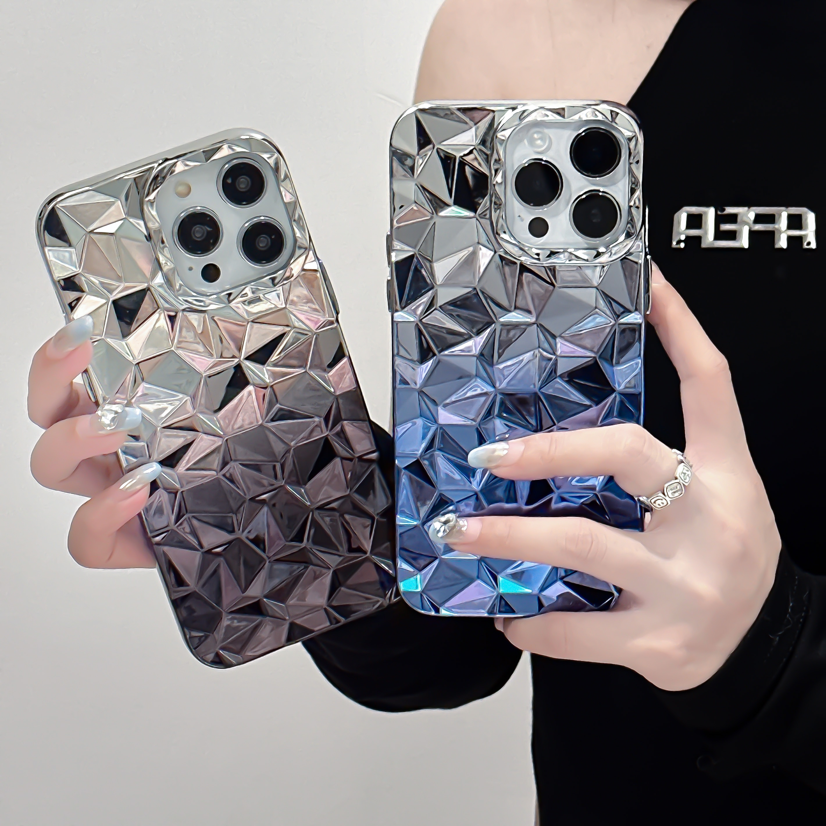 【苹果】iPhone14/13/12promax渐变个性钻石纹防摔女新款手机壳