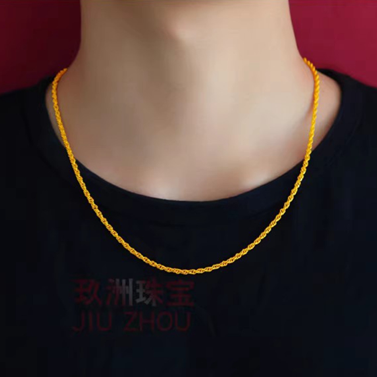 合金项链 正品18K黄金色女款肖邦链百搭时尚锁骨粗麻绳设计项链