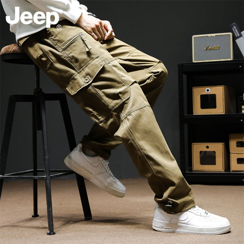 JEEP/吉普男士大码休闲裤潮流直筒百搭复古宽松多口袋运动户外