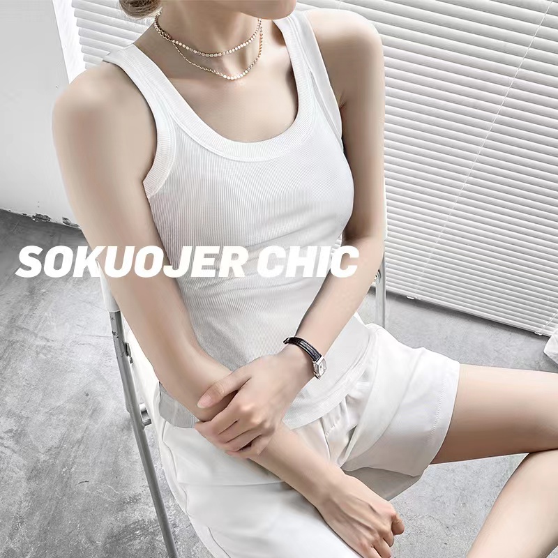 时尚背心女防走光外穿吊带简约内搭显瘦打底衫夏季运动无袖上衣