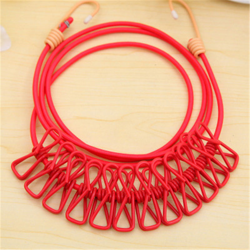 （19.9/2个）带夹晾衣绳 旅行便携可伸缩防风晒衣绳晾衣架防滑