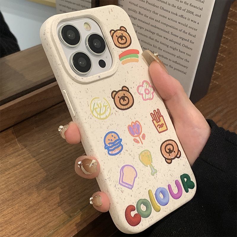 小熊花朵苹果13手机壳iPhone14pro防摔12卡通11少女xsmax软壳xr潮