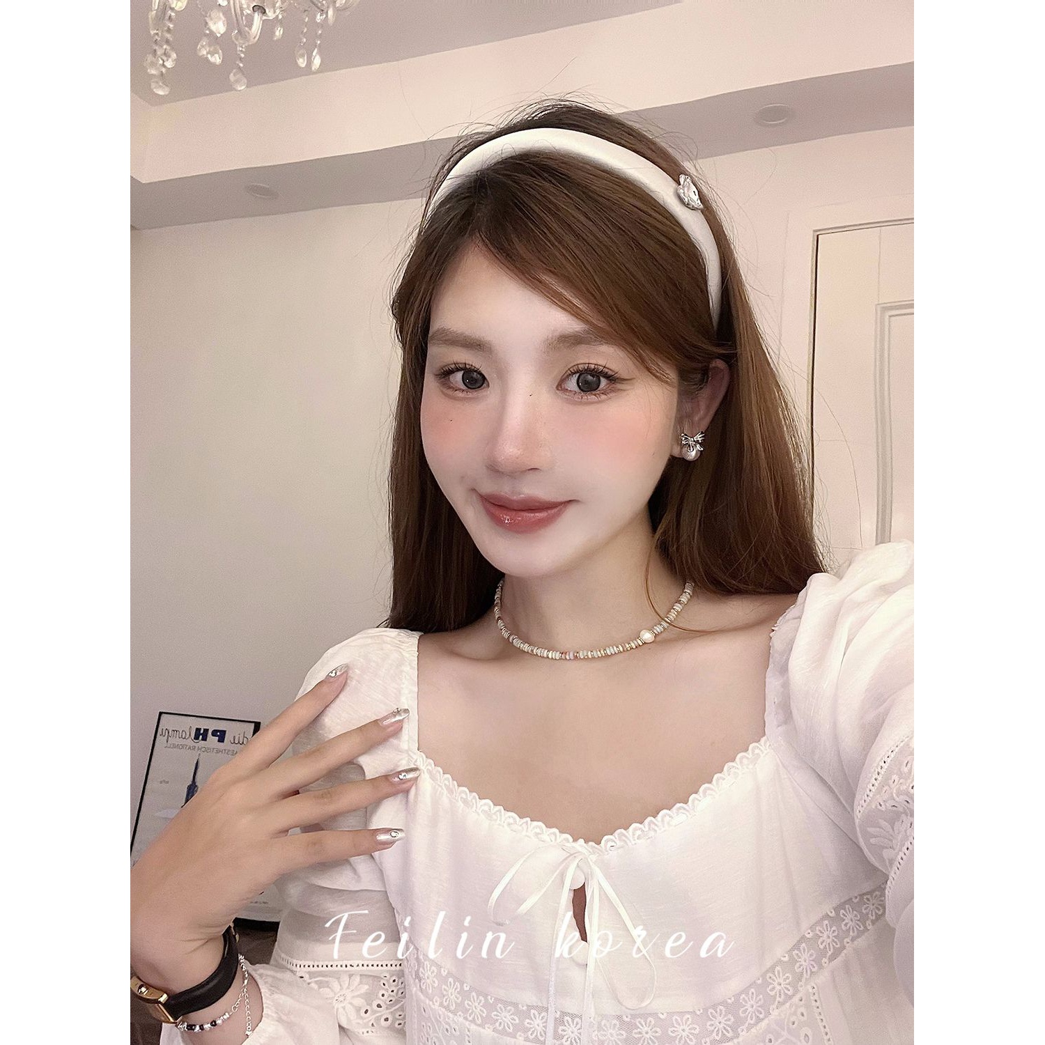 银色发箍女2023新款金属头箍发捆带钻压发海绵头饰发卡秋冬款缎面