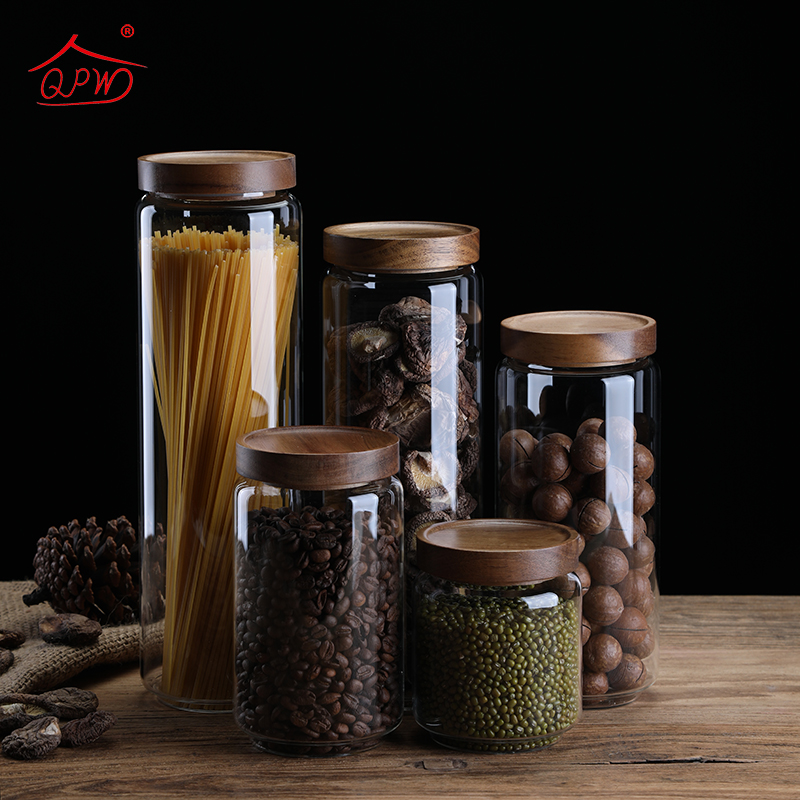 用玻璃密封罐食品级透明五谷杂粮茶叶咖啡豆带盖收纳储物罐瓶子