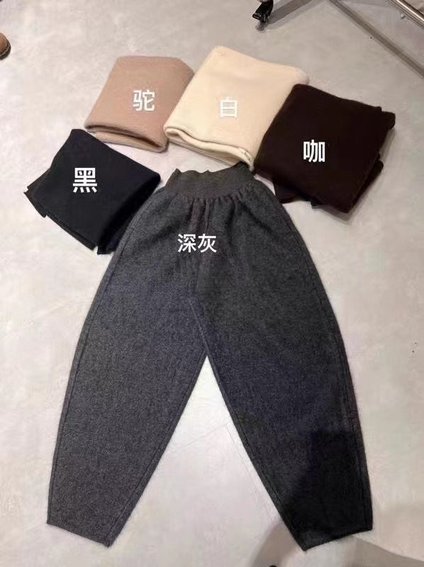 欧洲站2023秋冬新款小众加厚浣熊显瘦百搭针织休闲裤