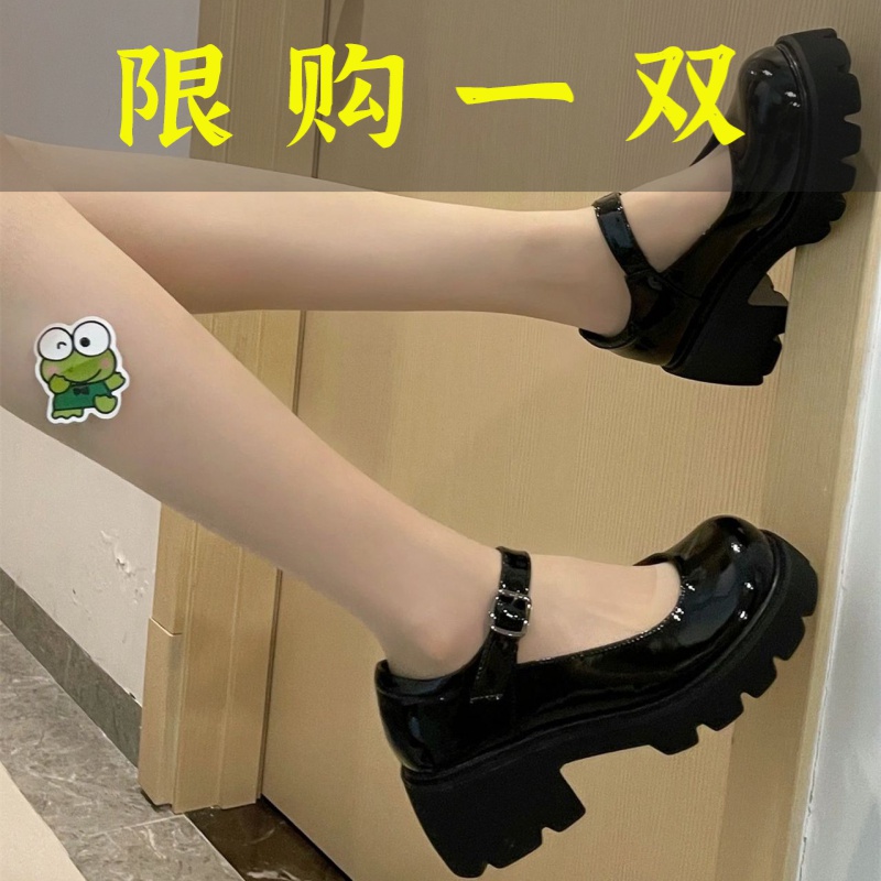 红蜻蜓牌厚底百搭鞋2023夏季新款日系学院风增高小皮鞋浅口JK制