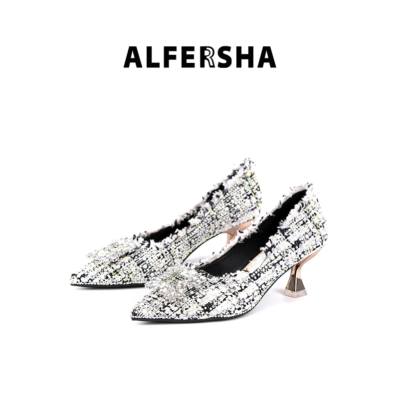 ALFERSHA/阿芙莎阿芙莎97717时尚百搭新款小香风时尚细跟高跟鞋B