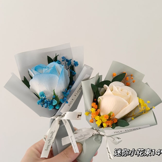 碎冰蓝玫瑰仿真香皂花成品小花束伴手礼生日礼物女神节装饰小礼品