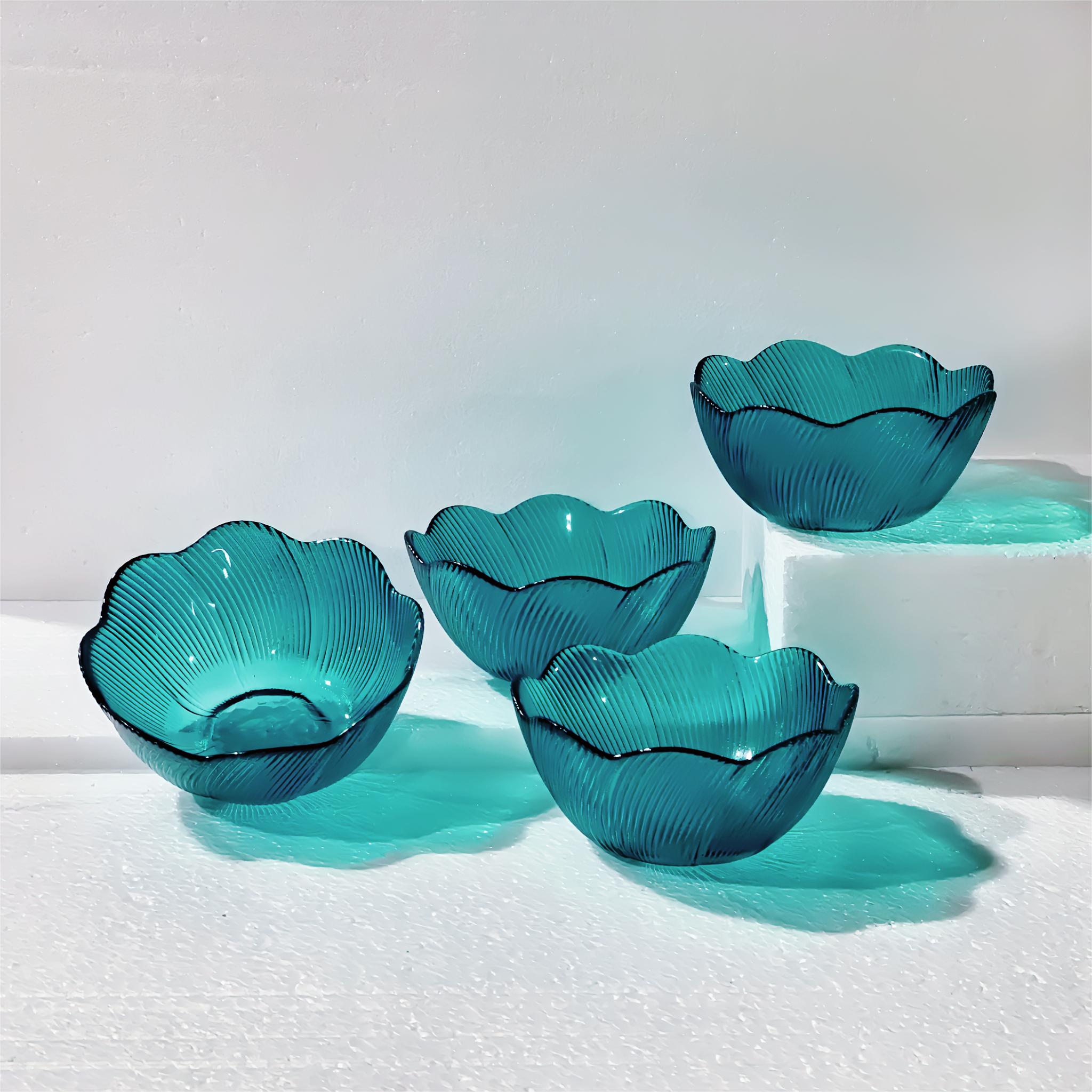 【盛瑞堂】四支装墨绿花语碗家用拉面碗汤碗果盘套装绿色甜品小碗