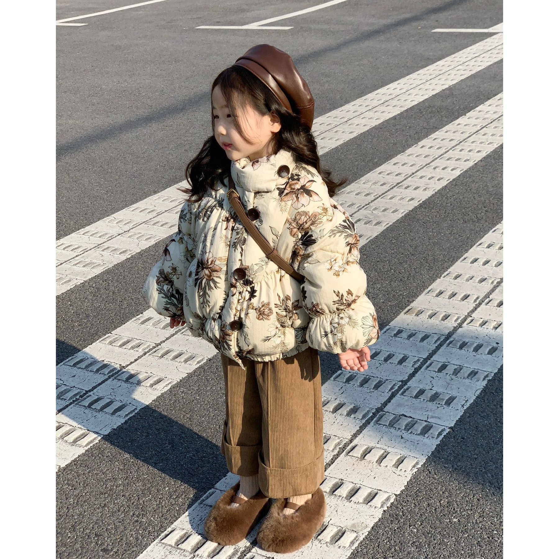 韩版童装冬季女童碎花加厚棉袄洋气宝宝保暖棉服儿童宽松外套