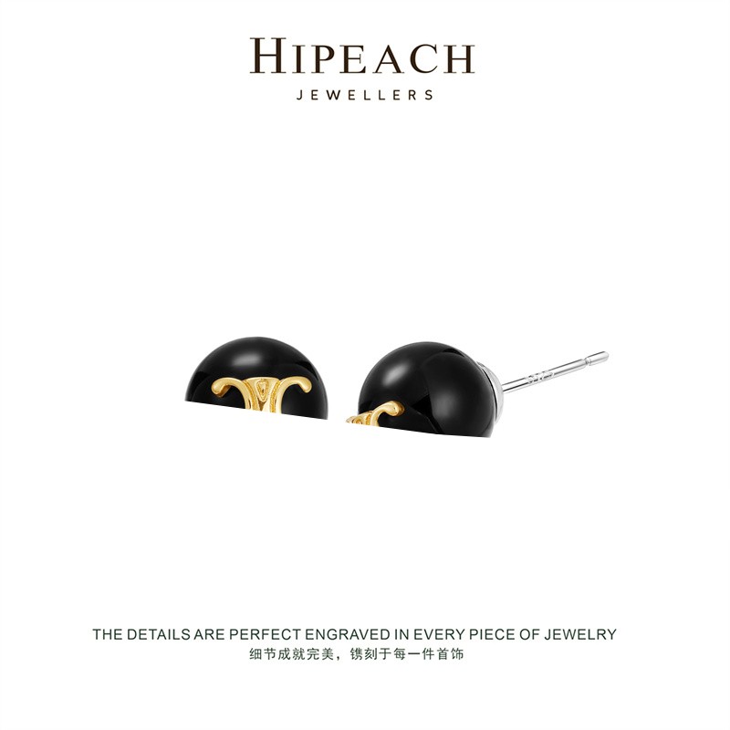 ♠黑珠♠轻奢时尚百搭小众简约设计耳钉HTDNX047