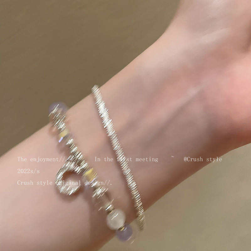 冰清月洁彩色串珠锆石手链女冬季ins小众设计高级感手串闺蜜手饰