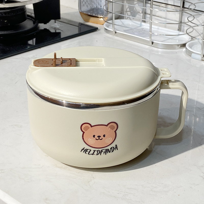 饭盒不锈钢泡面碗带盖家用碗宿舍用学生餐具套装大容量个人便当盒