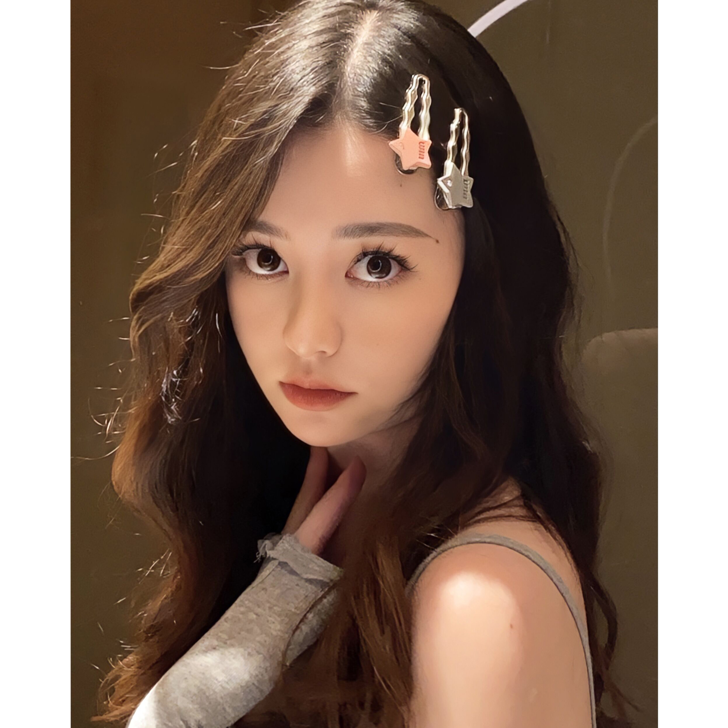 miu星星发夹女刘海侧边夹发卡鸭嘴夹银粉色y2k千禧发饰可爱小夹子