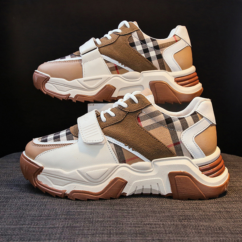 PEIFUMAN新款格子老爹鞋厚底休闲运动鞋潮团