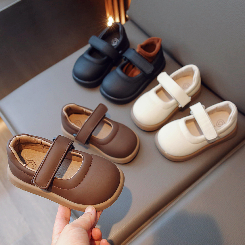 女童小皮鞋2023年春秋新款圆头复古儿童鞋子秋季小童软底休闲单鞋