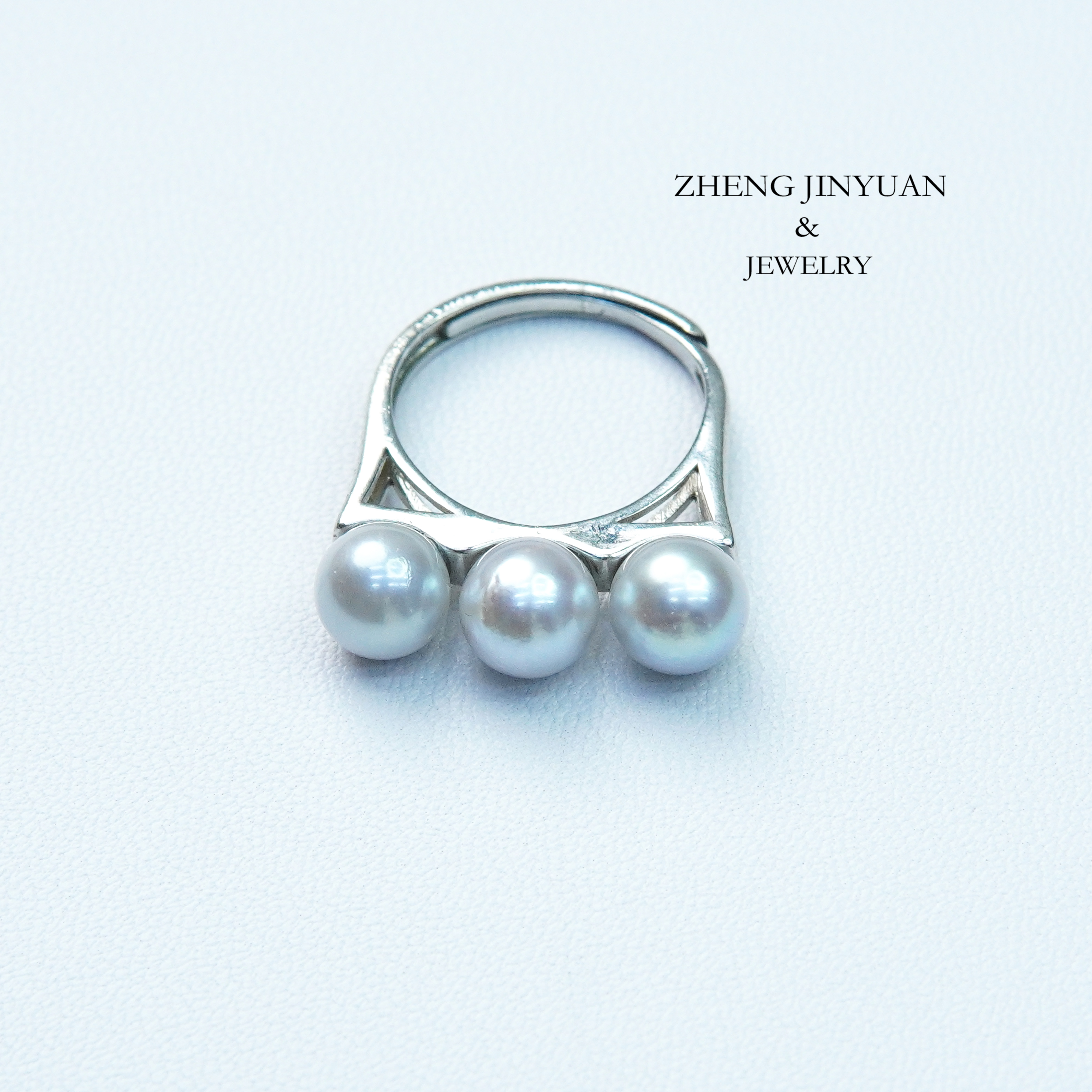 YY 6~7mm 海水真多麻平衡木三珠戒指S925银经典 6~7mmBP310