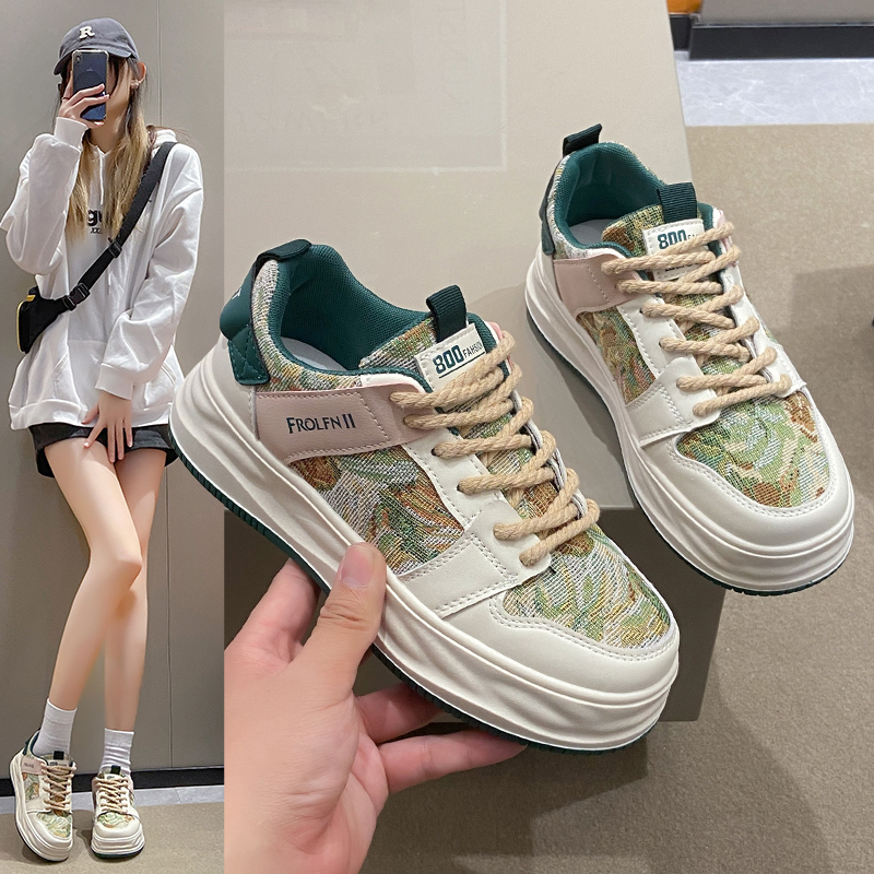 【薇薇专属】网红小众刺绣尚休闲小白鞋女2023年韩版休闲百搭女鞋
