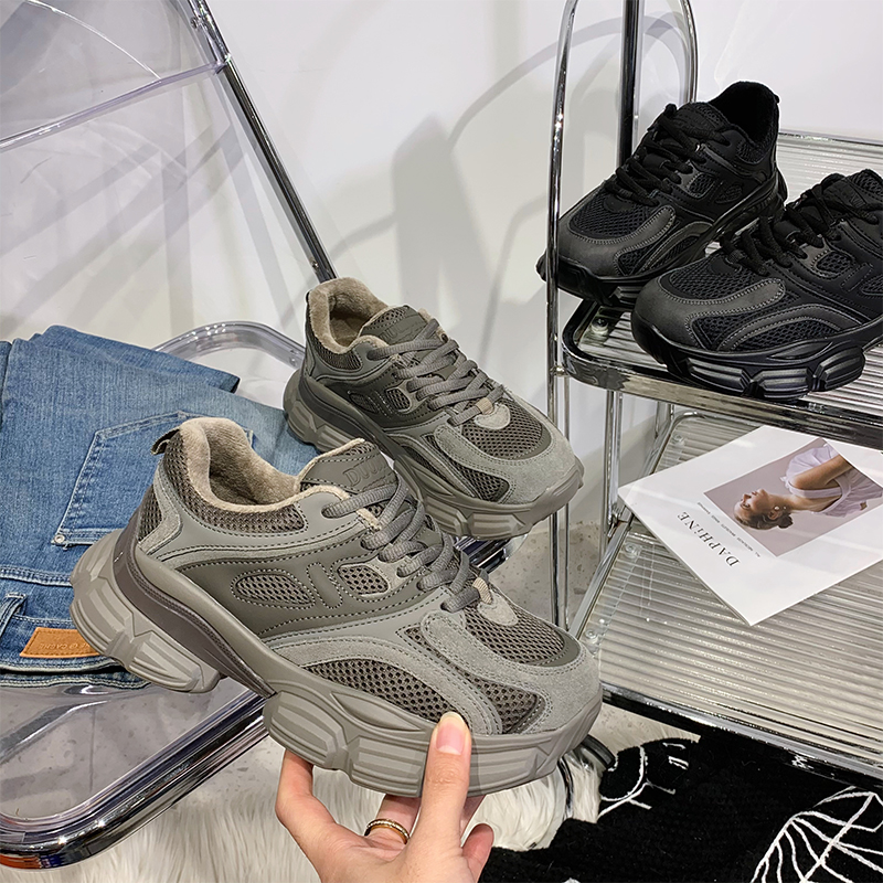 S&J【百搭】RB8801M秋冬雪地靴女2023年新款时尚加绒厚底老爹鞋潮鞋