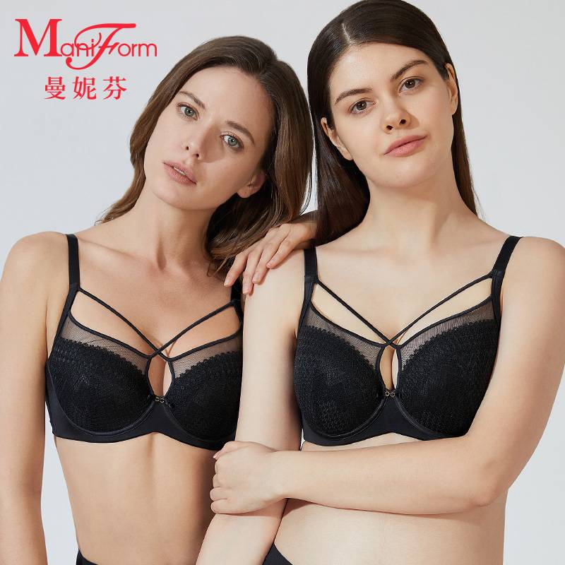 曼妮芬【摩登大杯】女士聚拢透气舒适3/4杯大胸简约文胸20840520