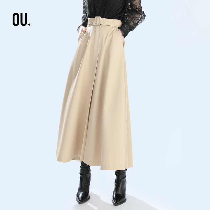 【老板娘夏天】OU.FASHION/欧点通勤浅色百搭半裙6112230231