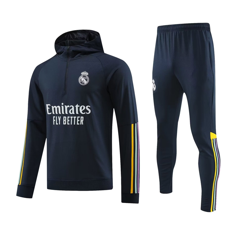 秋冬新款运动球衣套装【带帽子】皇马C罗速干男足球训练服定制印号