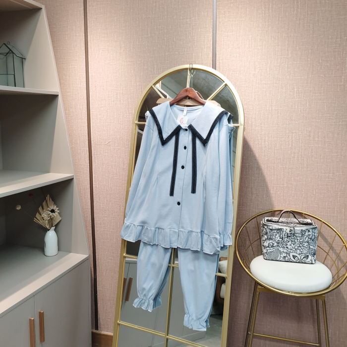 FD137孕妇蓝色月子服套装L100-130XL140XXL150