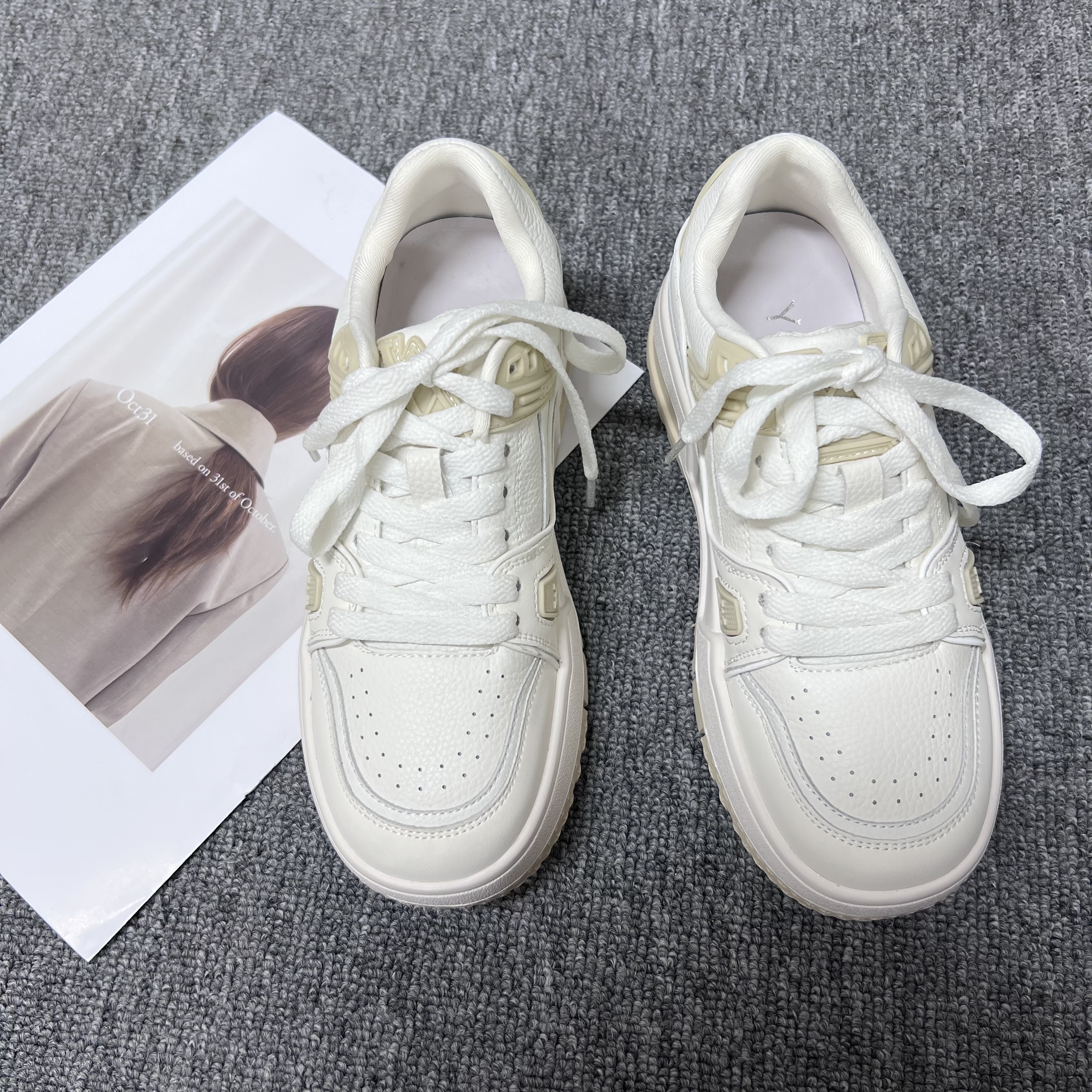 冬季款休闲奶fufu小白鞋小香风板鞋小众百搭女鞋 23-017  高版