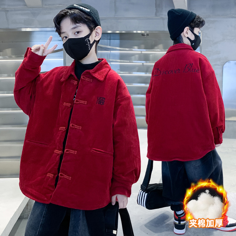 男童外套冬装加厚2023新款儿童中大童喜庆休闲拜年服深秋冬款上衣