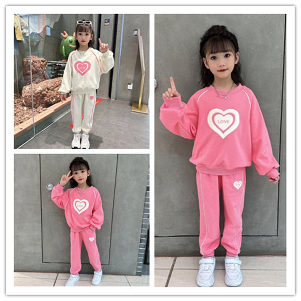 女童运动套装春装2023新款儿童春季洋气网红中大童春秋卫衣两件套
