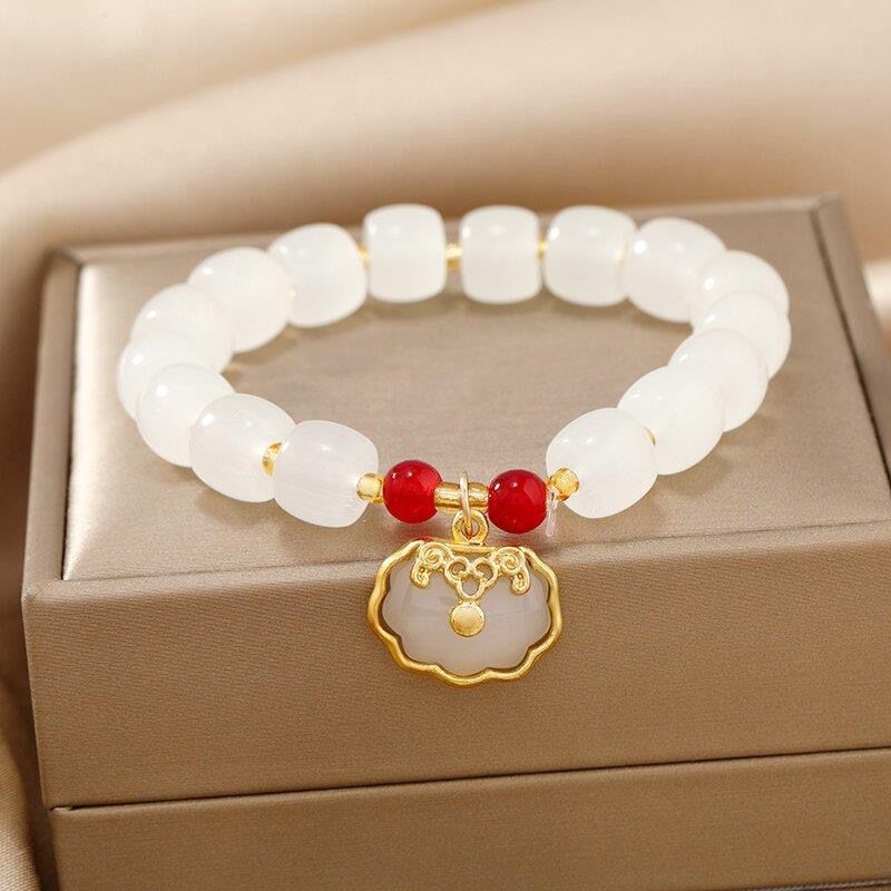 合成金属玻璃手链 吉祥如意平安锁手链手串国风新中式手链民族风