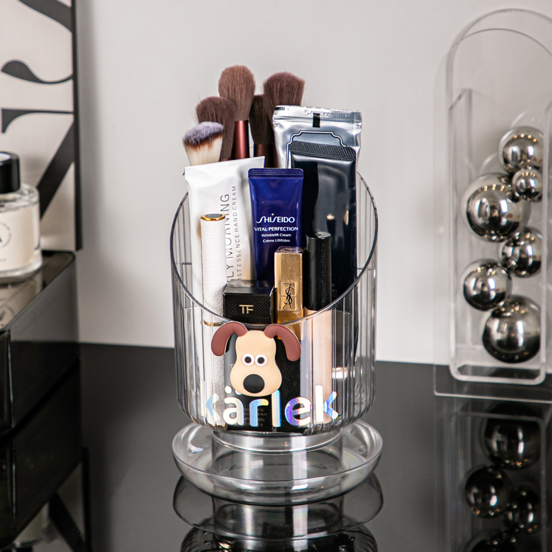 化妆刷收纳筒梳妆台透明分格眉笔口红美妆工具办公室笔筒收纳盒