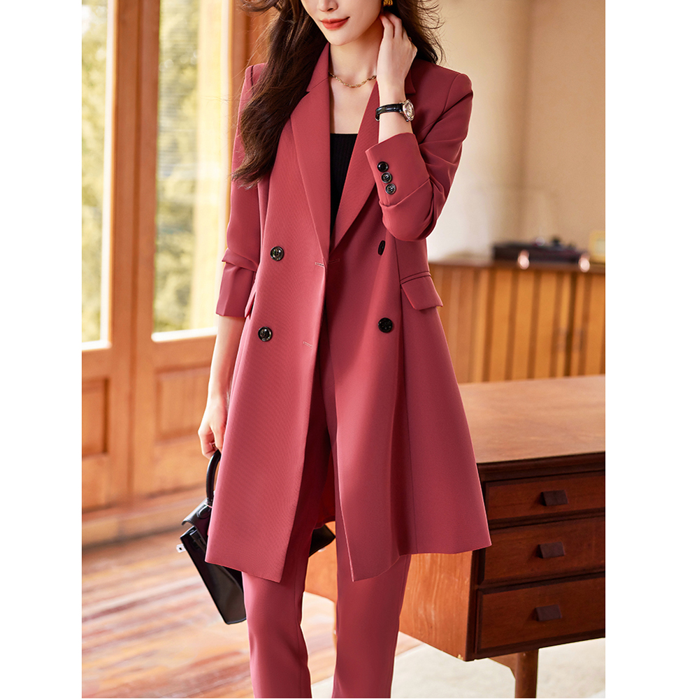 高级感风衣外套女秋冬新款职业装今年流行爆款中长款西装大衣套装